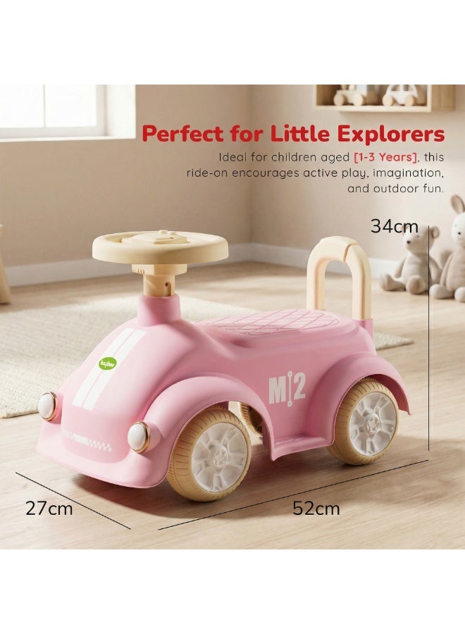 BAYBEE M2 Baby Ride on Car for Kids, Toddler Ride on Baby Car with Lights, Music, and High Backrest | Kids Push Car for Baby | Children Ride on Car for Kids Toddlers 1 to 3 Years Boy Girl Pink - Image 3