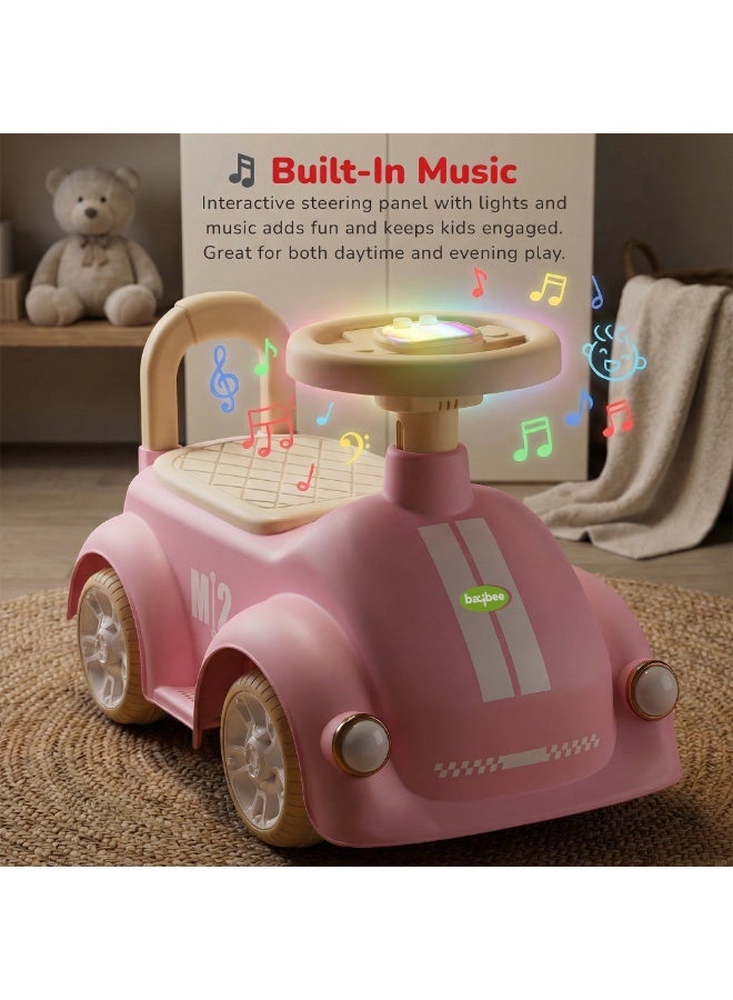 BAYBEE M2 Baby Ride on Car for Kids, Toddler Ride on Baby Car with Lights, Music, and High Backrest | Kids Push Car for Baby | Children Ride on Car for Kids Toddlers 1 to 3 Years Boy Girl Pink - Image 4