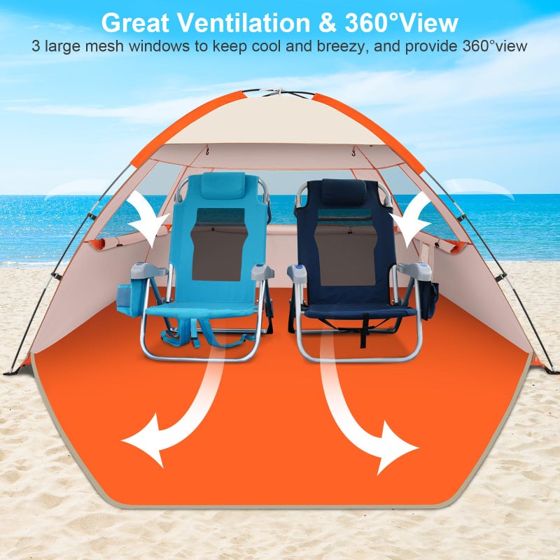Gorich Beach Tent Sun Shelter for 3/4/6/8/10 Person with UPF 50ï¼‹ UV Protection, Lightweight & Easy Setup Beach Shade Canopy, Portable Beach Shade Tent Beach Cabana - Image 4