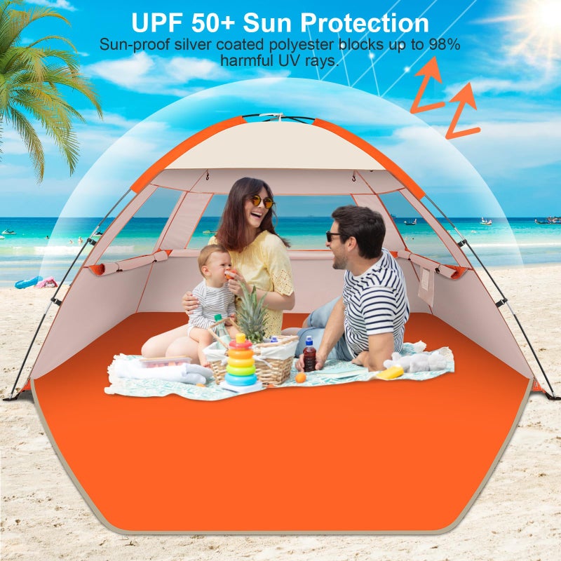 Gorich Beach Tent Sun Shelter for 3/4/6/8/10 Person with UPF 50ï¼‹ UV Protection, Lightweight & Easy Setup Beach Shade Canopy, Portable Beach Shade Tent Beach Cabana - Image 3