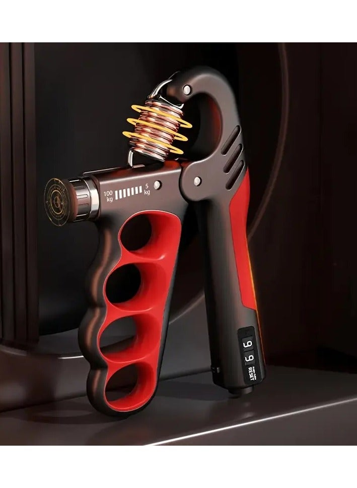 بيوينتي مقبض تقوية قبضة اليد قابل للتعديل من 5 إلى 100 كجم – مع عداد ميكانيكي، لتدريب المعصم والساعد في المنزل أو الجيم - Image 1
