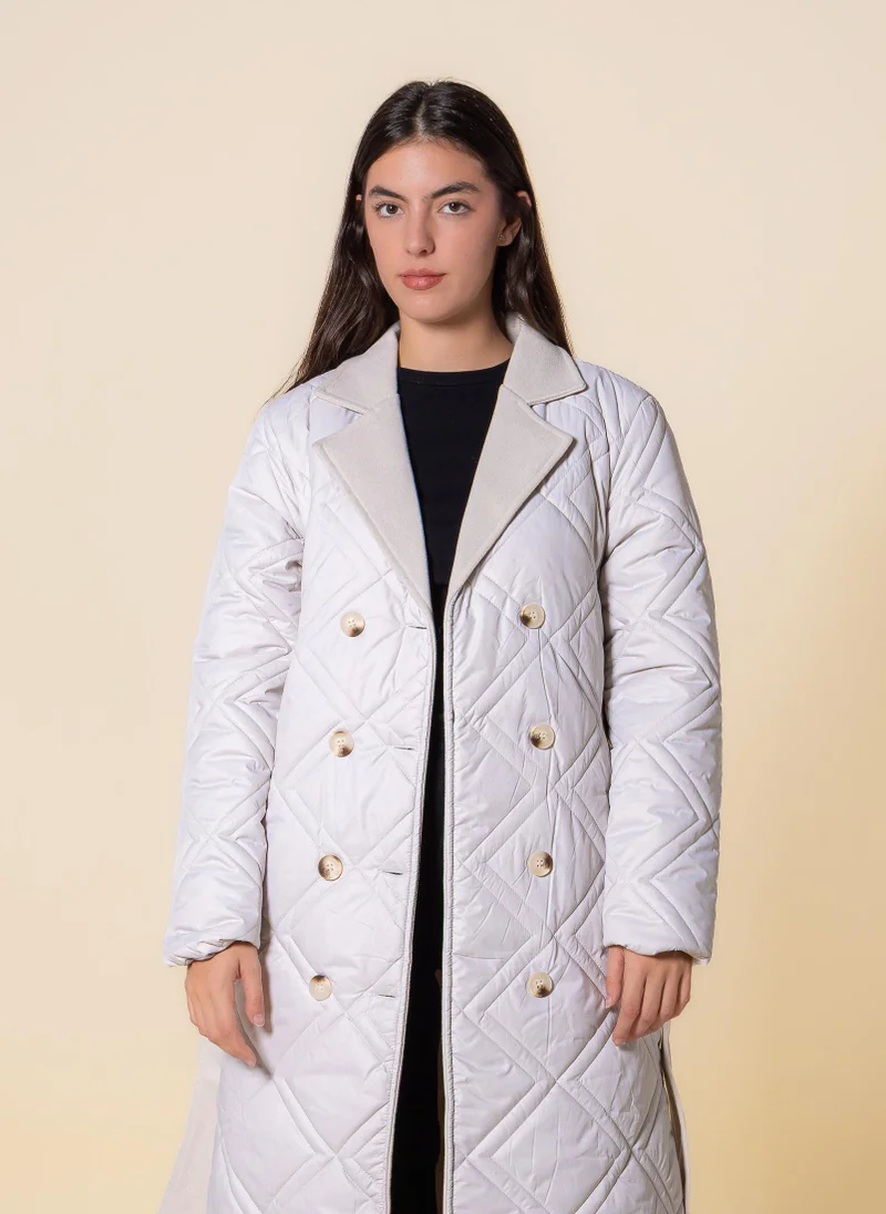 SHAPES DETAILED LONG PUFFER JACKET