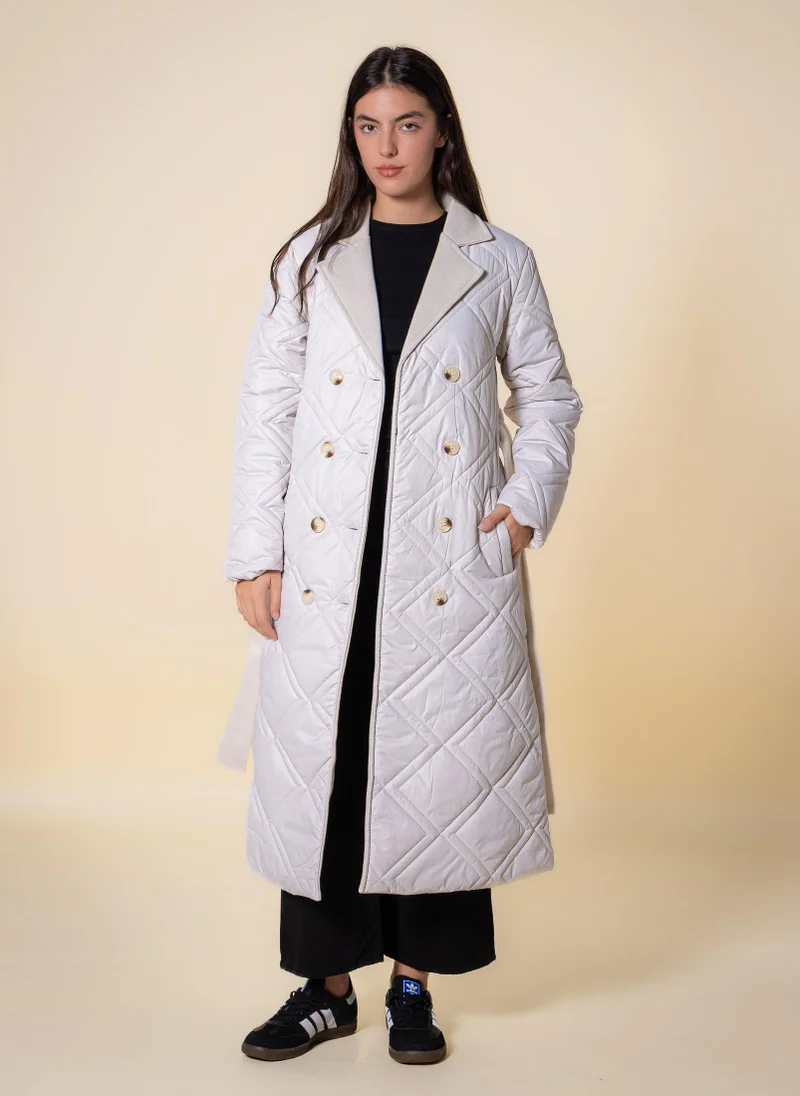SHAPES DETAILED LONG PUFFER JACKET