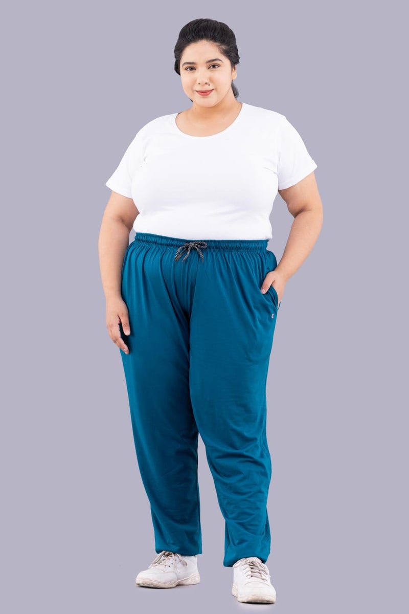 CUPID Woman's Regular Fit Cotton Track Pants, Lower, Sports Trouser,Night Pants, Joggers for Lounge n Gym Wear for Ladies Teal Blue - Image 2