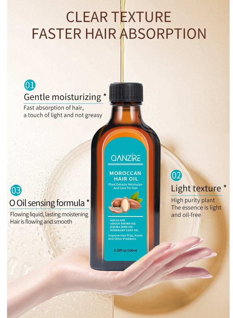 QANZIRE Moroccan Hair Oil, Anti-Frizz and Smooth Hair Oil 100ml - Image 4