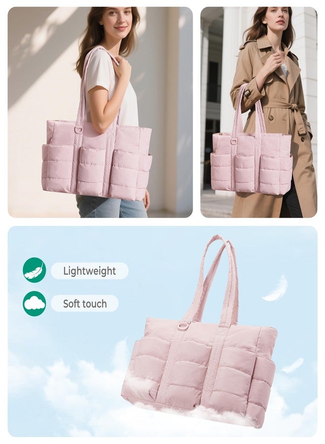 Fasrom Puffer Nurse Tote Bag for Work, Lightweight Nursing Bags with Multi-Pockets, Quilted Clinical Tote for Women Nurses, Pink (Bag Only, Patent Design) - Image 2
