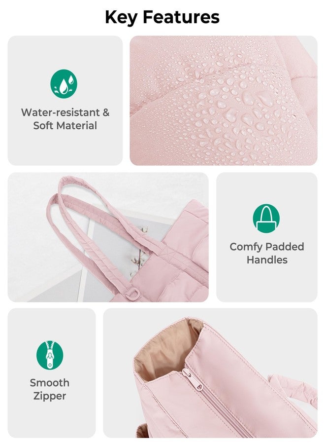 Fasrom Puffer Nurse Tote Bag for Work, Lightweight Nursing Bags with Multi-Pockets, Quilted Clinical Tote for Women Nurses, Pink (Bag Only, Patent Design) - Image 4