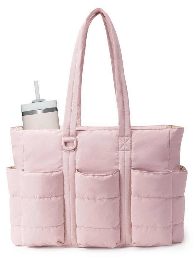 Fasrom Puffer Nurse Tote Bag for Work, Lightweight Nursing Bags with Multi-Pockets, Quilted Clinical Tote for Women Nurses, Pink (Bag Only, Patent Design) - Image 1