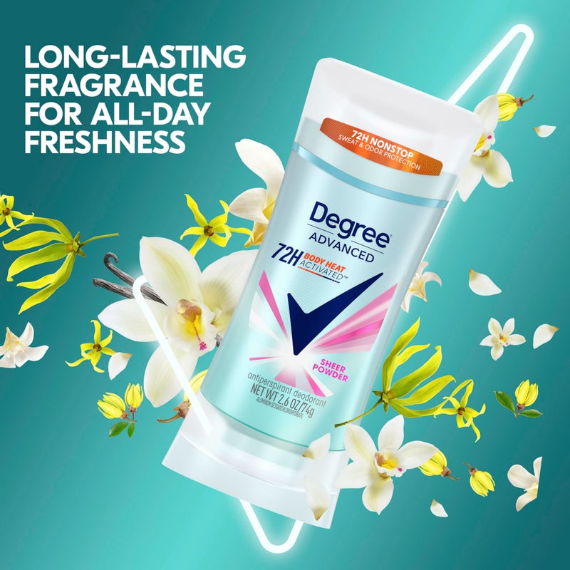 Degree Advanced Protection Antiperspirant Deodorant Sheer Powder for 72-Hour Sweat & Odor Control for Women, with Body Heat Activated Technology, 2.6 oz - Image 3