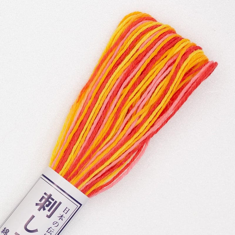 Olympus Sashiko 20m thread skein, Orange, Pink, Yellow - Image 2