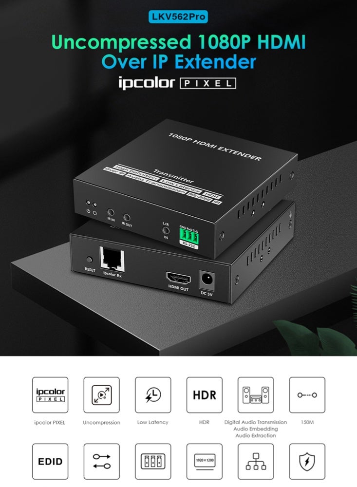 لينكينج موسع HDMI عبر الشبكة بدقة 1080P بسرعة 60 هرتز لمسافة 150 متر موديل LKV562Pro من لينكينج - Image 4