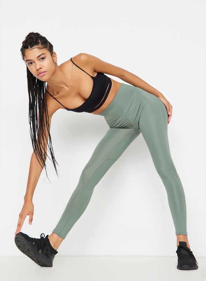 trendyol Khaki Push-Up Full Length Knitted Sports Leggings TWOAW21TA0030  - Image 4