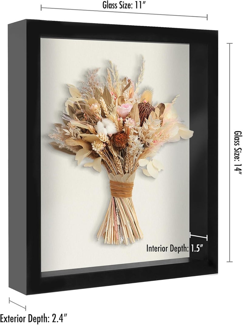 Americanflat 11x14 Shadow Box Frame with ShatterResistant Glass  Silhouette Collection  Large Shadow Box Display Case for Tabletop and Wall Display  Black with Soft Felt Back - Image 2