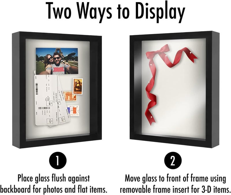 Americanflat 11x14 Shadow Box Frame with ShatterResistant Glass  Silhouette Collection  Large Shadow Box Display Case for Tabletop and Wall Display  Black with Soft Felt Back - Image 4