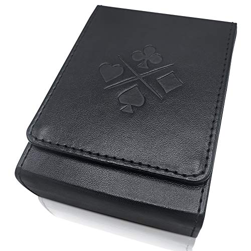 Luck Lab Single Deck Leather Playing Card Case/Holder - Black- Fits Poker and Bridge Size Cards - Image 1