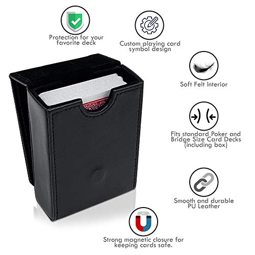 Luck Lab Single Deck Leather Playing Card Case/Holder - Black- Fits Poker and Bridge Size Cards - Image 4