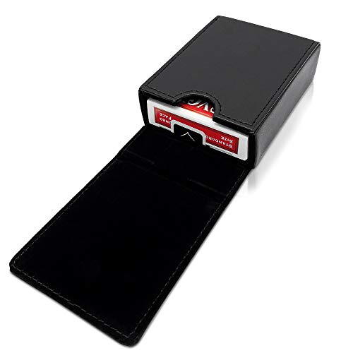 Luck Lab Single Deck Leather Playing Card Case/Holder - Black- Fits Poker and Bridge Size Cards - Image 3