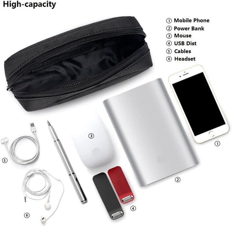 ERCRYSTO Universal Electronics/Accessories Soft Carrying Case Bag, Durable & Light-weight,Suitable for Out-going, Business, Travel and Cosmetics Kit (Small-Black) - Image 3