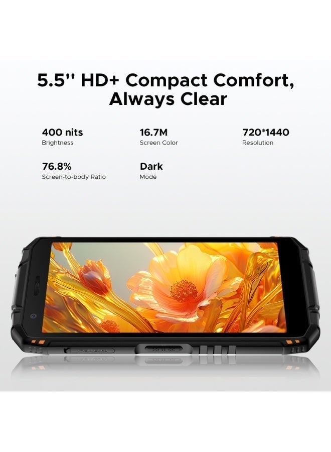 DOOGEE Fire 3 Ultra Rugged Smartphone, 8350mAh Battery, Android 15, UNISOC T7200 Octa-Core Processor, 5.5 Inch IPS HD+ Display, 32GB（6+26）+256GB Storage, 16MP+20MP Camera, Widevine L1, Fingerprint ID, Face Unlock, NFC - Image 3