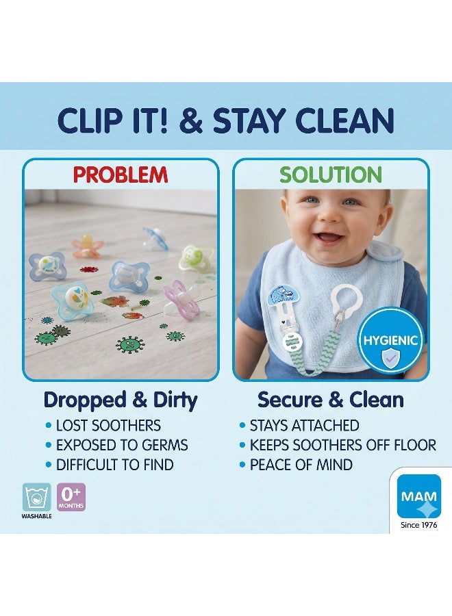 MAM Clip It! Adjustable Pacifier Holder Clip, Boy - Image 3