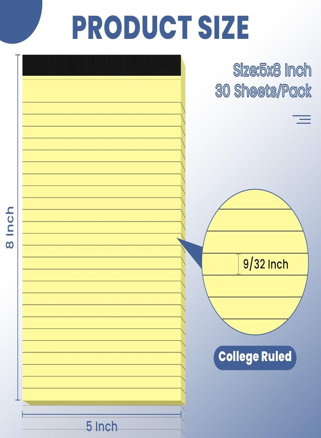 Ciphyfee 6pcs Small Note Pads, Yellow Notepads 5x8 College Ruled Notebook, Writing Pads 5 x 8, Legal Pads, Pad Paper Perforate Notebooks for Work, Message, School, Office Supplies,30 Sheets/Pack - Image 2