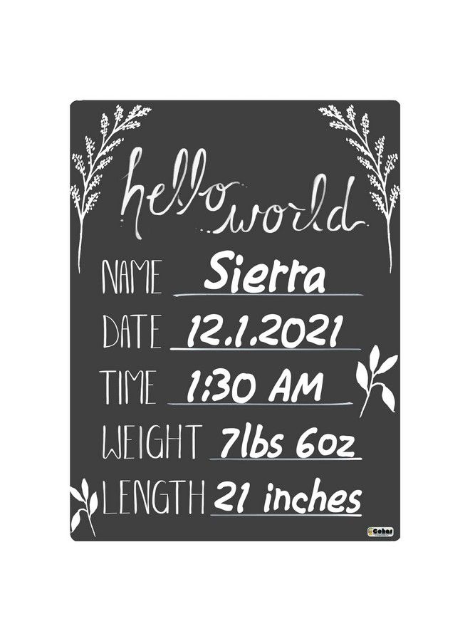 Cohas Hello World Newborn Baby Announcement Sign With Chalkboard Style Surface 5 By 7 Inches White Marker - Image 3