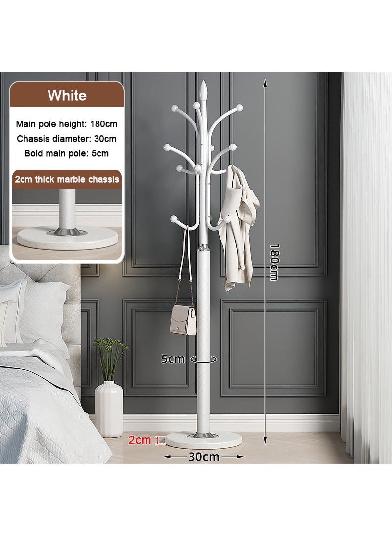 TAPIT Freestanding Metal Coat Rack Stand, Free Standing Hall Tree, Home Entry-way Hat Hanger Organizer, Natural Marble Base, with 12 Hooks for Hanging Scarf, Bag, Jacket (White) - Image 2