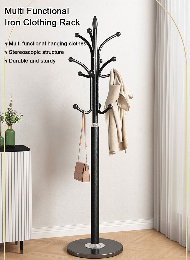 TAPIT Freestanding Metal Coat Rack Stand, Free Standing Hall Tree, Home Entry-way Hat Hanger Organizer, Natural Marble Base, with 12 Hooks for Hanging Scarf, Bag, Jacket (White) - Image 3