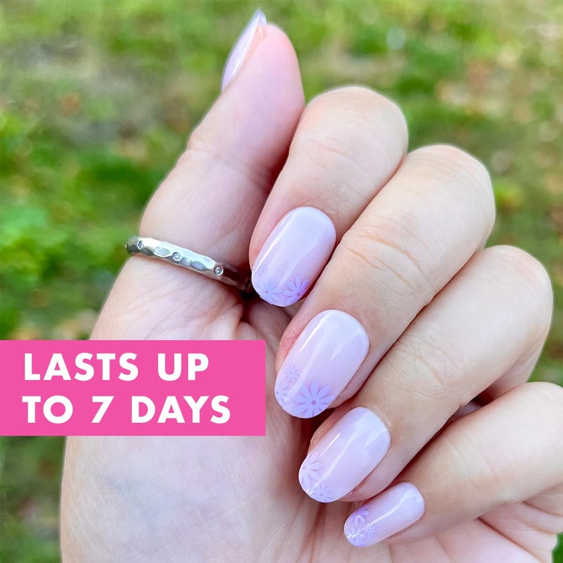 Olive & June Classic Super Stick Mani Press On Nails | No Glue Needed | 32 Tab Nails 16 Sizes | Non-Toxic Tabs Non-Damaging 7-Day Wear | Spring Flowers & Patterns| Short, Round| Floral Tip - Image 3
