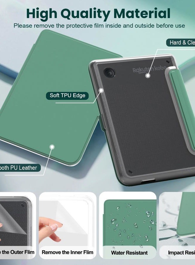 E NET-CASE Detachable Magnetic Case for 6" Kobo Clara Colour (2024) /Clara BW (2024) /2E (2022) eReader, Ultra Clear Back Scratch-Proof Light丨Easy to Detach & Attach丨Auto Sleep/Wake (Green) - Image 4