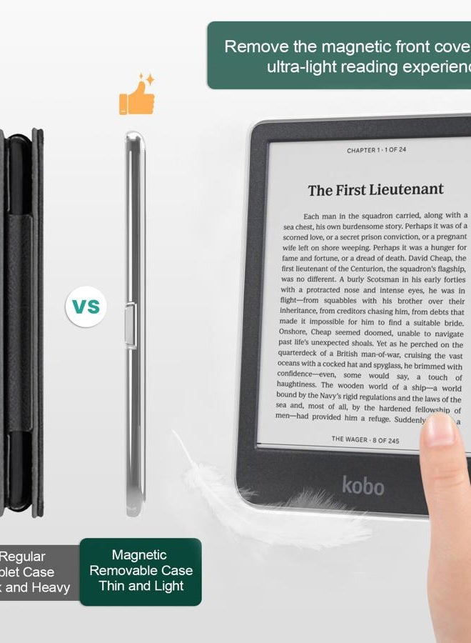 E NET-CASE Detachable Magnetic Case for 6" Kobo Clara Colour (2024) /Clara BW (2024) /2E (2022) eReader, Ultra Clear Back Scratch-Proof Light丨Easy to Detach & Attach丨Auto Sleep/Wake (Green) - Image 5