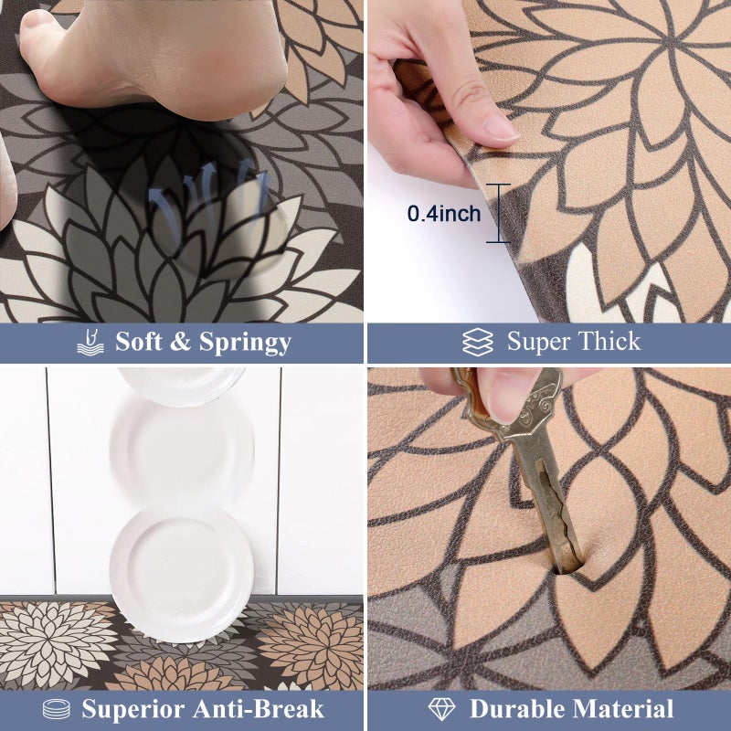 HEBE Anti Fatigue Kitchen Rug Sets 2 Piece Non Slip Kitchen Mats for Floor Cushioned Kitchen Rugs and Mats Waterproof Comfort Standing Mat Runner for Kitchen,Home Office,Sink,Laundry - Image 3