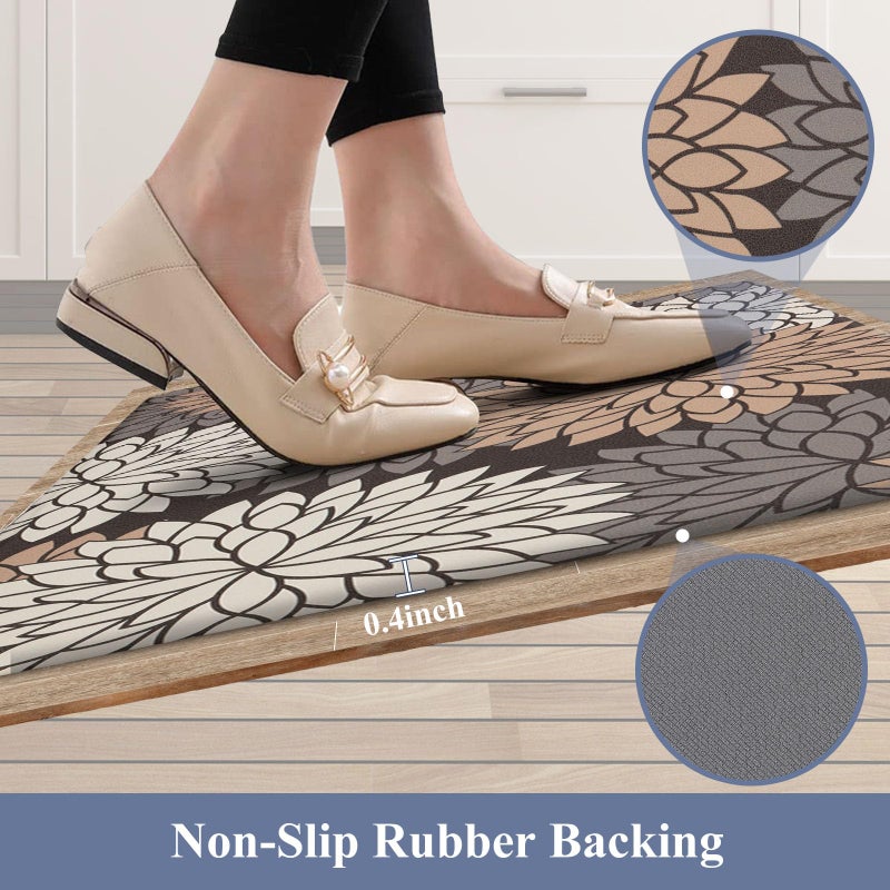 HEBE Anti Fatigue Kitchen Rug Sets 2 Piece Non Slip Kitchen Mats for Floor Cushioned Kitchen Rugs and Mats Waterproof Comfort Standing Mat Runner for Kitchen,Home Office,Sink,Laundry - Image 4