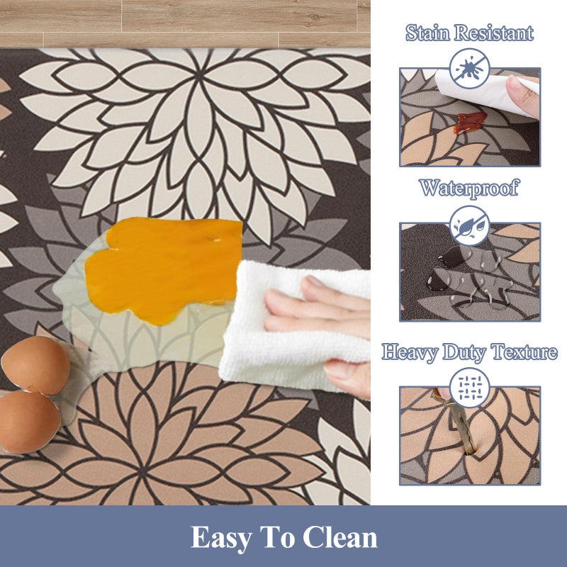 HEBE Anti Fatigue Kitchen Rug Sets 2 Piece Non Slip Kitchen Mats for Floor Cushioned Kitchen Rugs and Mats Waterproof Comfort Standing Mat Runner for Kitchen,Home Office,Sink,Laundry - Image 5