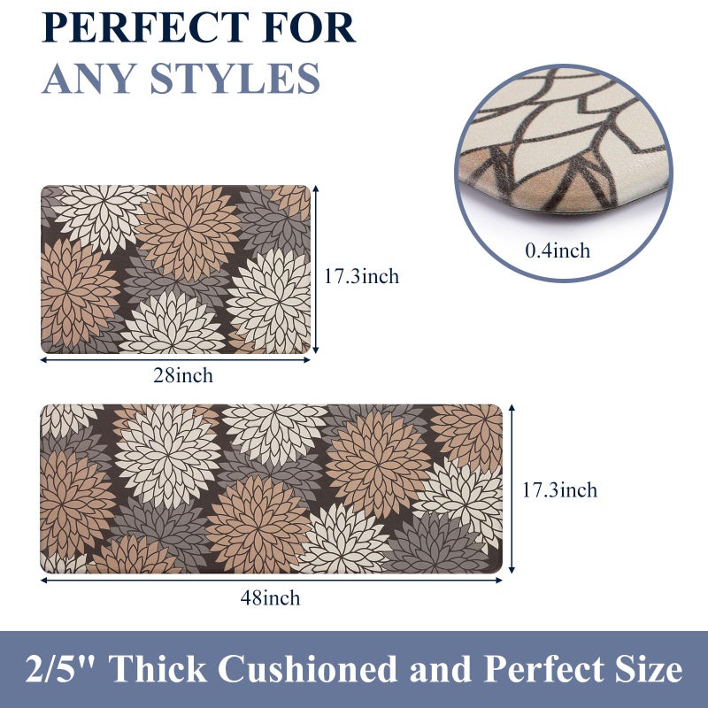 HEBE Anti Fatigue Kitchen Rug Sets 2 Piece Non Slip Kitchen Mats for Floor Cushioned Kitchen Rugs and Mats Waterproof Comfort Standing Mat Runner for Kitchen,Home Office,Sink,Laundry - Image 2