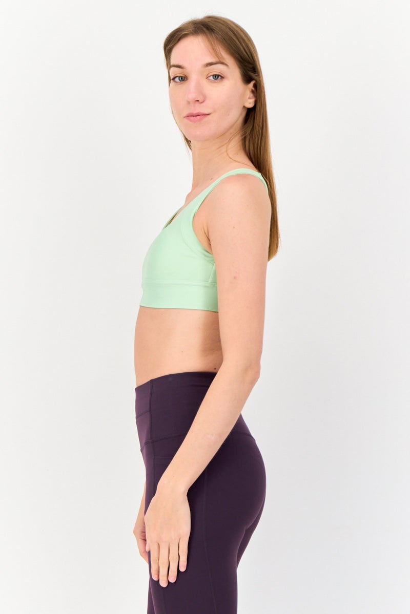 PUMA Women Brand Logo Padded Sports Bra, Lime Green  - Image 3