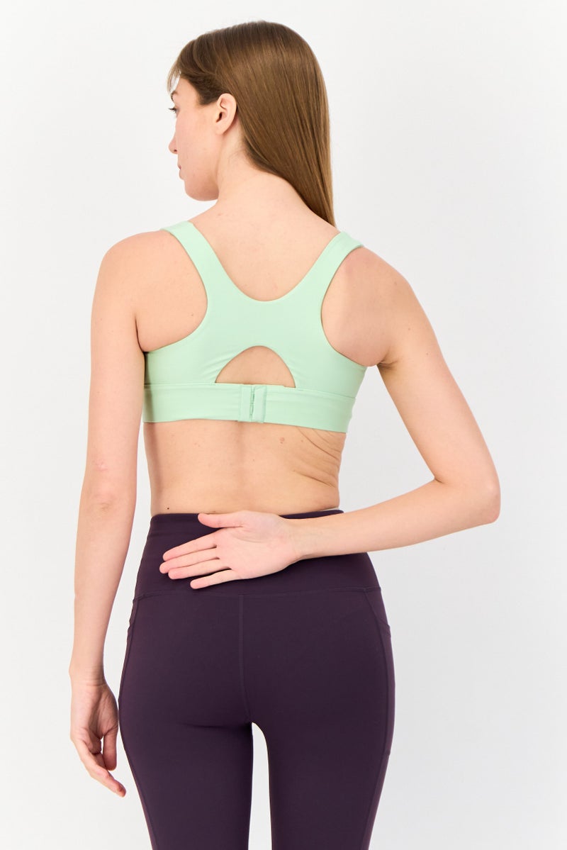 PUMA Women Brand Logo Padded Sports Bra, Lime Green  - Image 4
