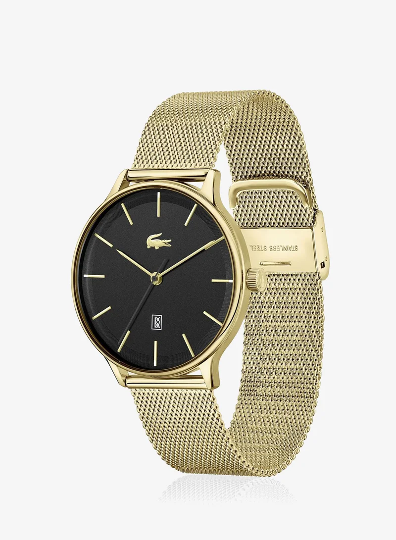 Lacoste  Club Collection Analog Quartz Watch For Men With Gold-Tone Stainless Steel Mesh Bracelet - 2011224 for Men | Best Price UAE