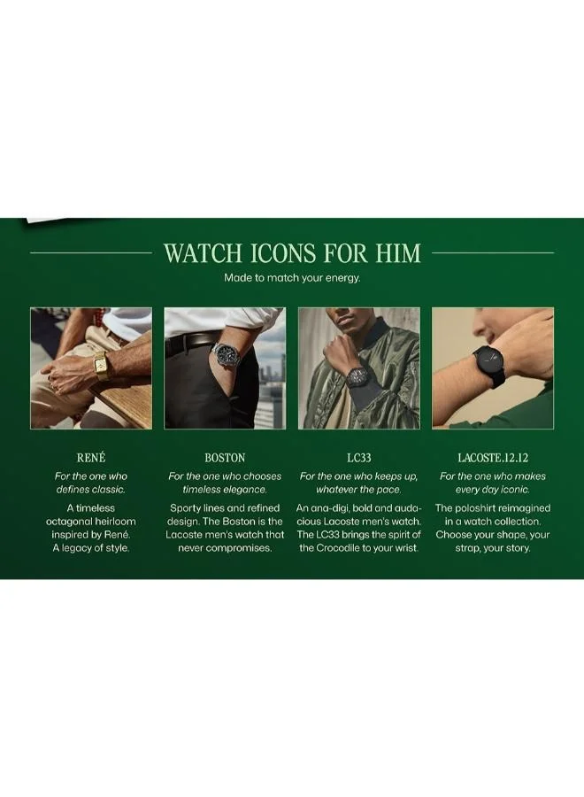 Lacoste  Club Collection Analog Quartz Watch For Men With Gold-Tone Stainless Steel Mesh Bracelet - 2011224 for Men | Best Price UAE