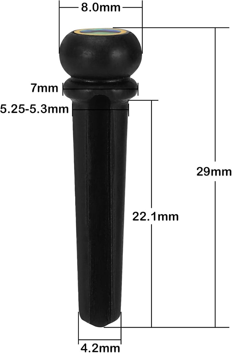 Blisstime 6 String Acoustic Guitar Bone Bridge Saddle and Nut and 6pcs Ebony Guitar Bridge Pins - Image 3