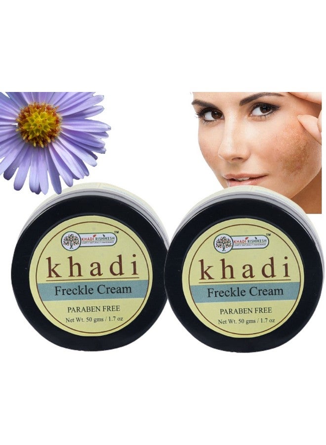 KHADI RISHIKESH Herbal Freckle Face Cream Reducing Hyper Pigmentation Dark Spots Pigmentation & Blemish Removal Lightening Brightening Ayurvedic Night Daily Skin Cream Unisex50Gmx2=100Gmwith Keychain Free - Image 1