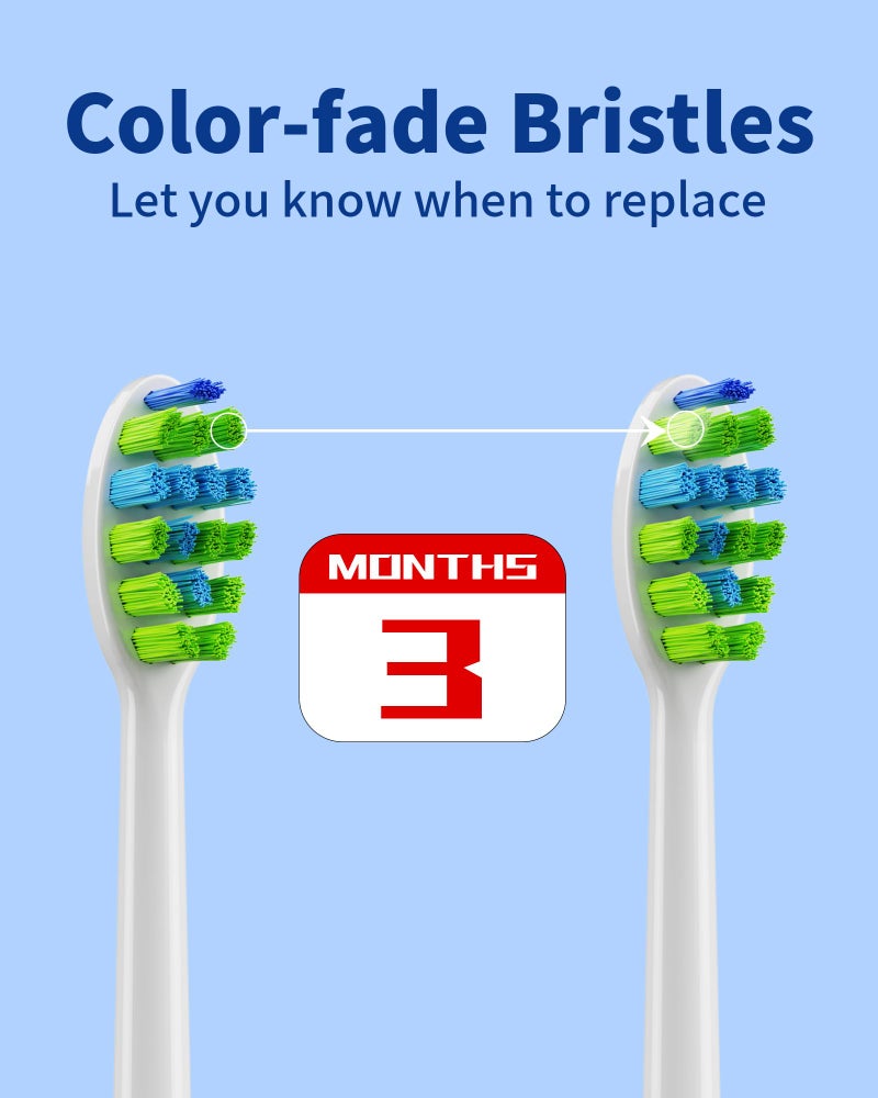 7AM2M AM100/AM105C/AM111 Sonic Electric Toothbrush Brush Heads x 4 for 7AM2M Electric Toothbrush ONLY (White) - Image 5