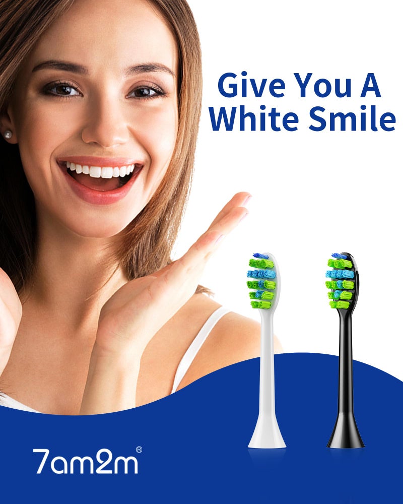 7AM2M AM100/AM105C/AM111 Sonic Electric Toothbrush Brush Heads x 4 for 7AM2M Electric Toothbrush ONLY (White) - Image 2