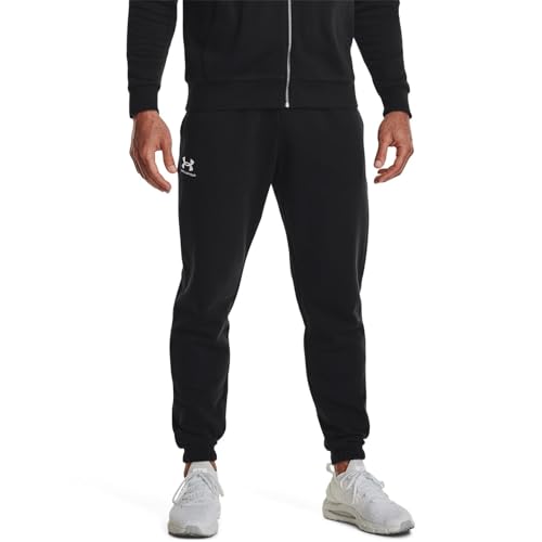 Under Armour Men's Essential Fleece Joggers, Black, XL - Image 3