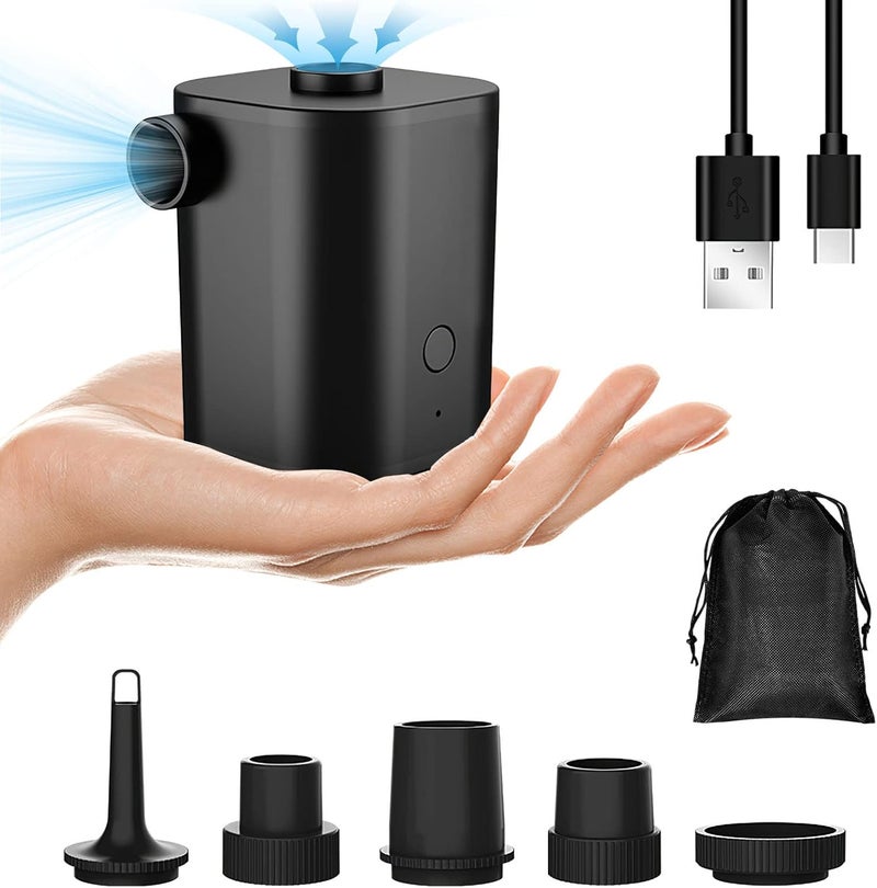 Rhitchy Electric Air Pump, Battery-powered Pump: Portable Camping Pump, Bed Pump, 2500 mAh Rechargeable Battery, USB Electric Air Pump, 6 Air Nozzles, Swimming Ring, Pool Toy, Air - Image 2