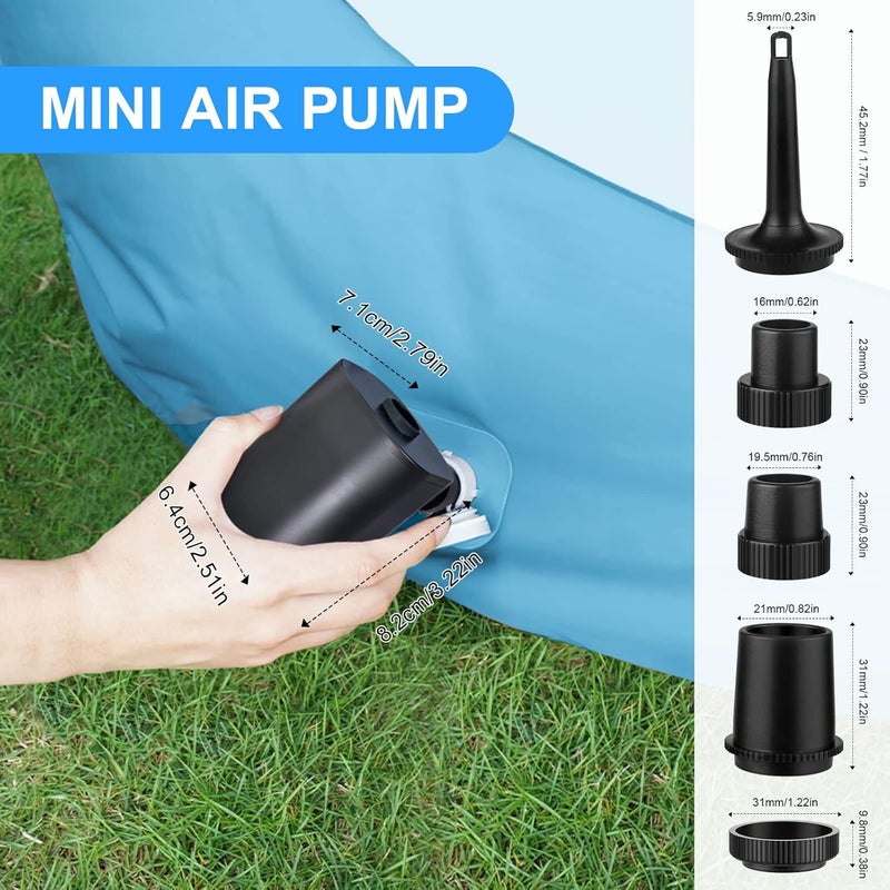 Rhitchy Electric Air Pump, Battery-powered Pump: Portable Camping Pump, Bed Pump, 2500 mAh Rechargeable Battery, USB Electric Air Pump, 6 Air Nozzles, Swimming Ring, Pool Toy, Air - Image 3
