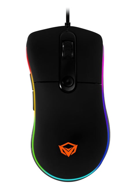 GM20 Wired Gaming Mouse with RGB Lighting 4800 DPI and Custom Functions Gaming Chip with Memory -1.8m cable- Black