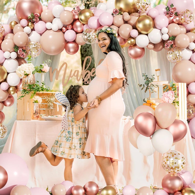 MEBAY Rose Gold Balloon Arch Kit, 147Pcs Metallic Gold White Pastel Nude Pink and Rose Gold Balloons Garland with Confetti for Wedding Bridal Baby Shower Princess Girl Birthday Party Decorations - Image 4