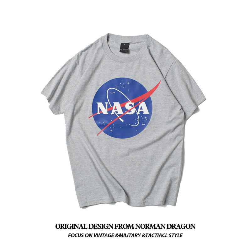 Norman Long American Nasa Astronaut Joint Short-Sleeved T-Shirt Men'S White Ins Super Cotton Summer Fashion - Image 2