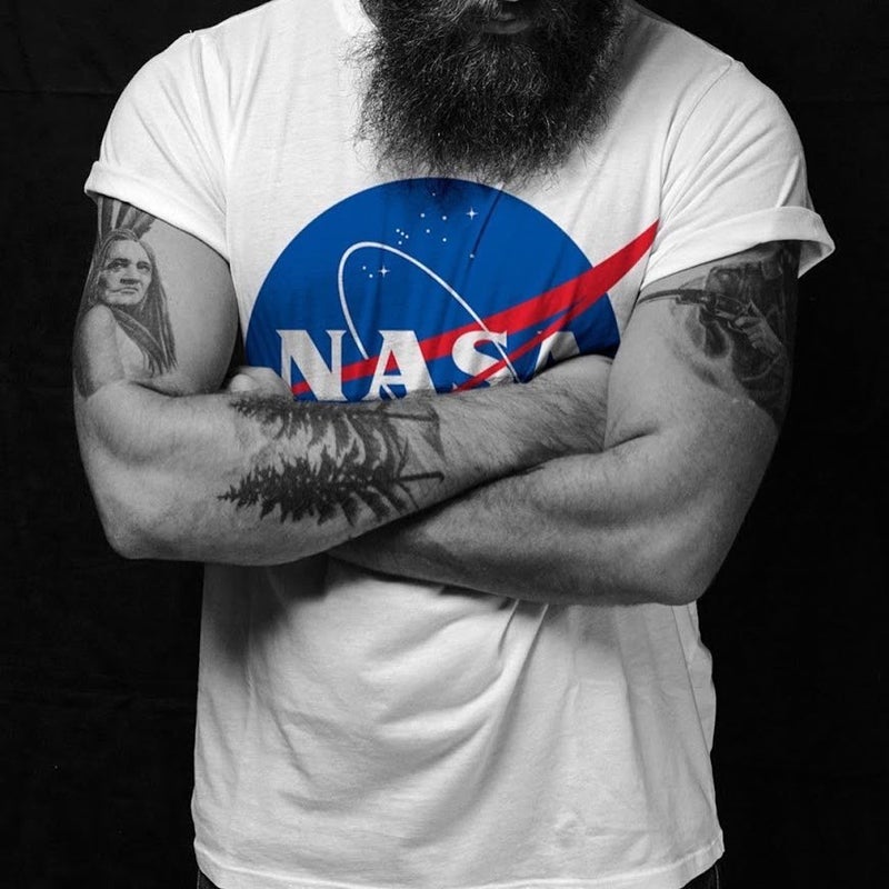 Norman Long American Nasa Astronaut Joint Short-Sleeved T-Shirt Men'S White Ins Super Cotton Summer Fashion - Image 3